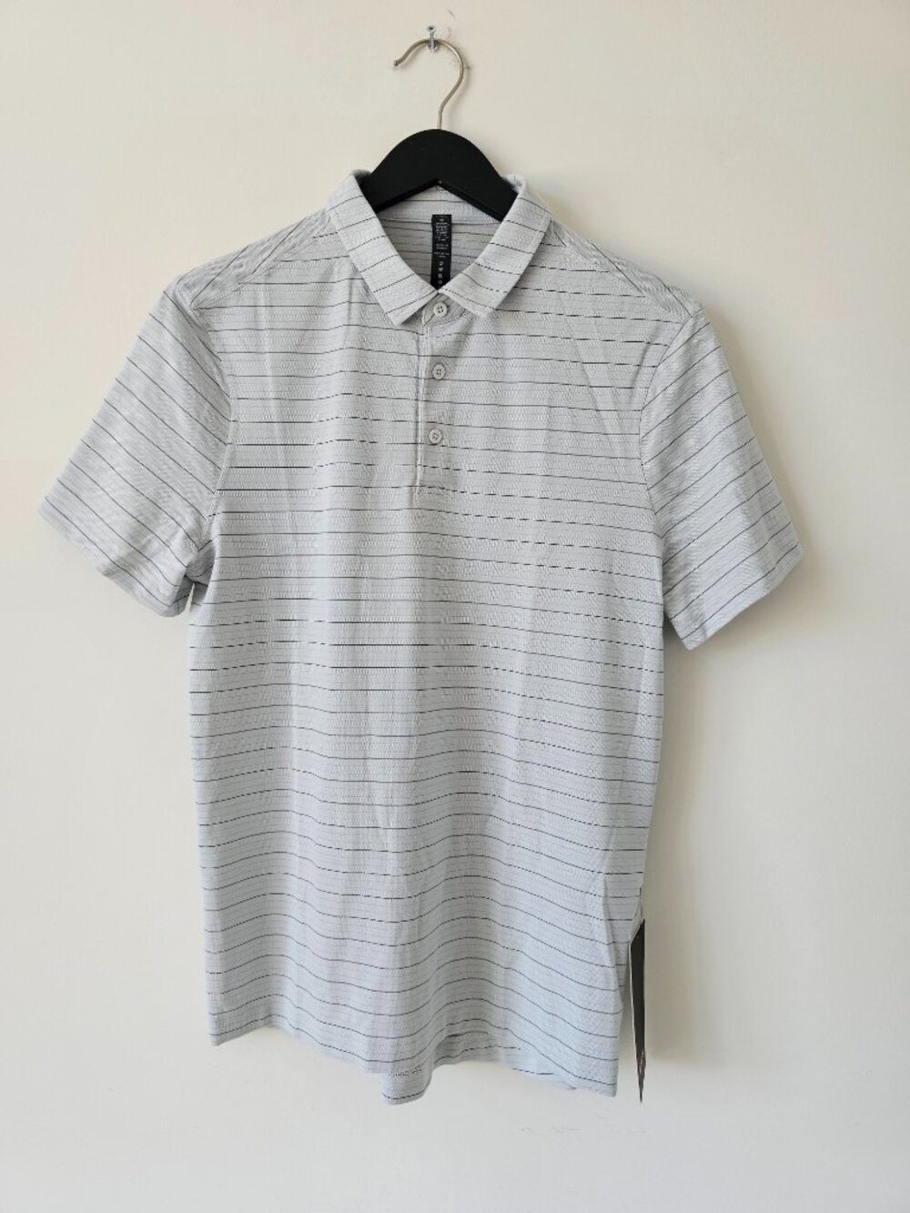 NWT LULULEMON SSVO Grey Stripe Evolution Polo Top Shirt Men's Medium